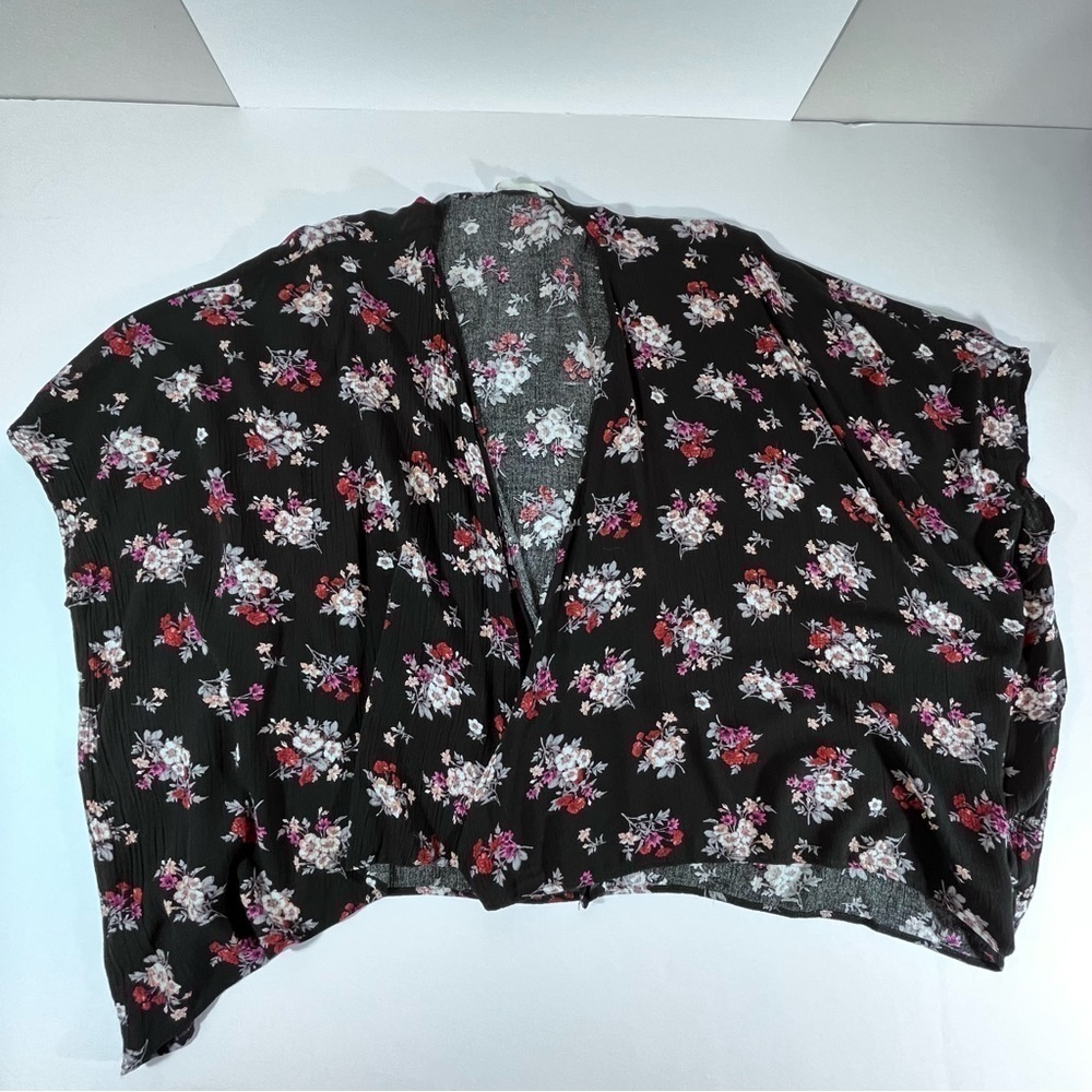 American Threads Black Micro Floral Kimono One size - Picture 2 of 7